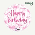 Happy Birthday Rosett Folieballong Ljusrosa
