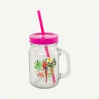 Papegoja Glas Med Sugrör Fuchsia