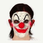Halloween Clown Halvmask Vit/Röd