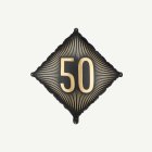 50 års kvadratisk folieballong svart/guld
