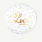 Love Rund Folieballong Guld/Vit