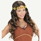 Brun lång hippie peruk