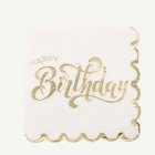 Happy Birthday Servetter Vit/Guld