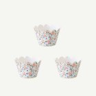 Blommiga cupcake wrappers vit/guld