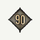 90-års kvadratisk folieballong svart/guld