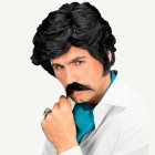 80-tal Playboy Peruk & Mustasch Svart
