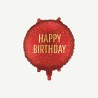 Happy Birthday Rund Folieballong Mörkröd