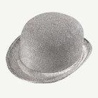 Silverglittrig bowlerhatt