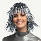 Metallisk Peruk Silver