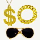 Pimp Solglasögon, Dollarhalsband & Armband Set