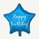 Happy Birthday Stjärna Folieballong Blå