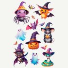 Söta Halloweenfigurer Klistermärken