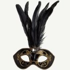 Venedigmask Med Fjädrar Guld/Svart