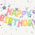 Folieballong Happy Birthday Flerfärgad Pastell