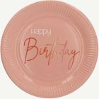 Papperstallrikar Rund Happy Birthday Lush Blush
