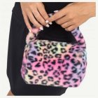 Pälsig Leopard Handväska Flerfärgad