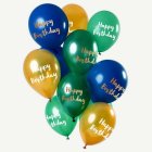 Happy Birthday Ballonger Mix Grön/Guld