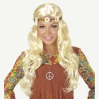 Blond lång hippie peruk
