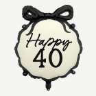 Happy 40 Folieballong Svart/Vit