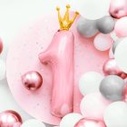 1 År Krona Folieballong Rosa