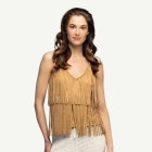 Beige bohotopp med fransar