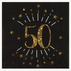 50 År Glitter Servetter Guld/Svart