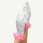 Satin Barnhandskar Vit/Rosa