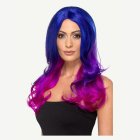 Deluxe Lång Ombre Peruk Blå/Lila