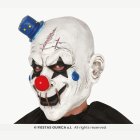 Skräck clownmask i latex med minihatt