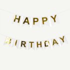 Happy Birthday Flaggirlang Guld/Vit