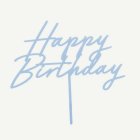 Happy Birthday Akryl Tårtdekoration Matt Ljusblå
