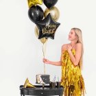 Stjärna Happy Birthday Folieballong Svart