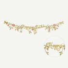 Blommig Happy Birthday Girlang Guld