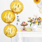 Rund 40th Birthday Folieballong Guld
