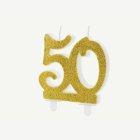 50 År Glitter Tårtljus Guld
