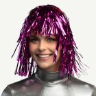 Metallisk Peruk Rosa