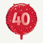 40 År Folieballong Röd