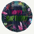 Happy Birthday Tropisk Folieballong Neon