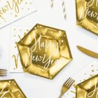 Happy New Year Papptallrikar Guld