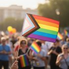 Progress Pride Flagga På Pinne