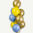 Premium Ballongbukett Blå/Gul/Guld