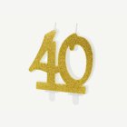 40 År Glitter Tårtljus Guld