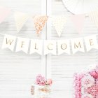 Welcome Flaggirlang Vit/Guld