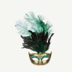 Venedig Mask Med Fjädrar Grön