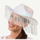 Glittrande Cowboyhatt Med Fransar Vit