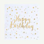 Servetter Happy Birthday Guld/Vit