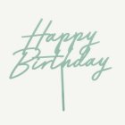 Happy Birthday Akryl Tårtdekoration Matt Grön