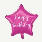 Happy Birthday Stjärna Folieballong Rosa