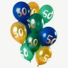 50 År Ballonger Mix Grön/Guld