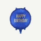 Happy Birthday Rund Folieballong Blå